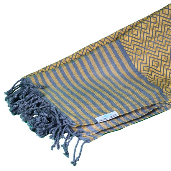 Salt Rag Beach Towel - "Yellow Lagoon Rag" [Sand Free Turkish Beach Towel] - Picture 3 of 4